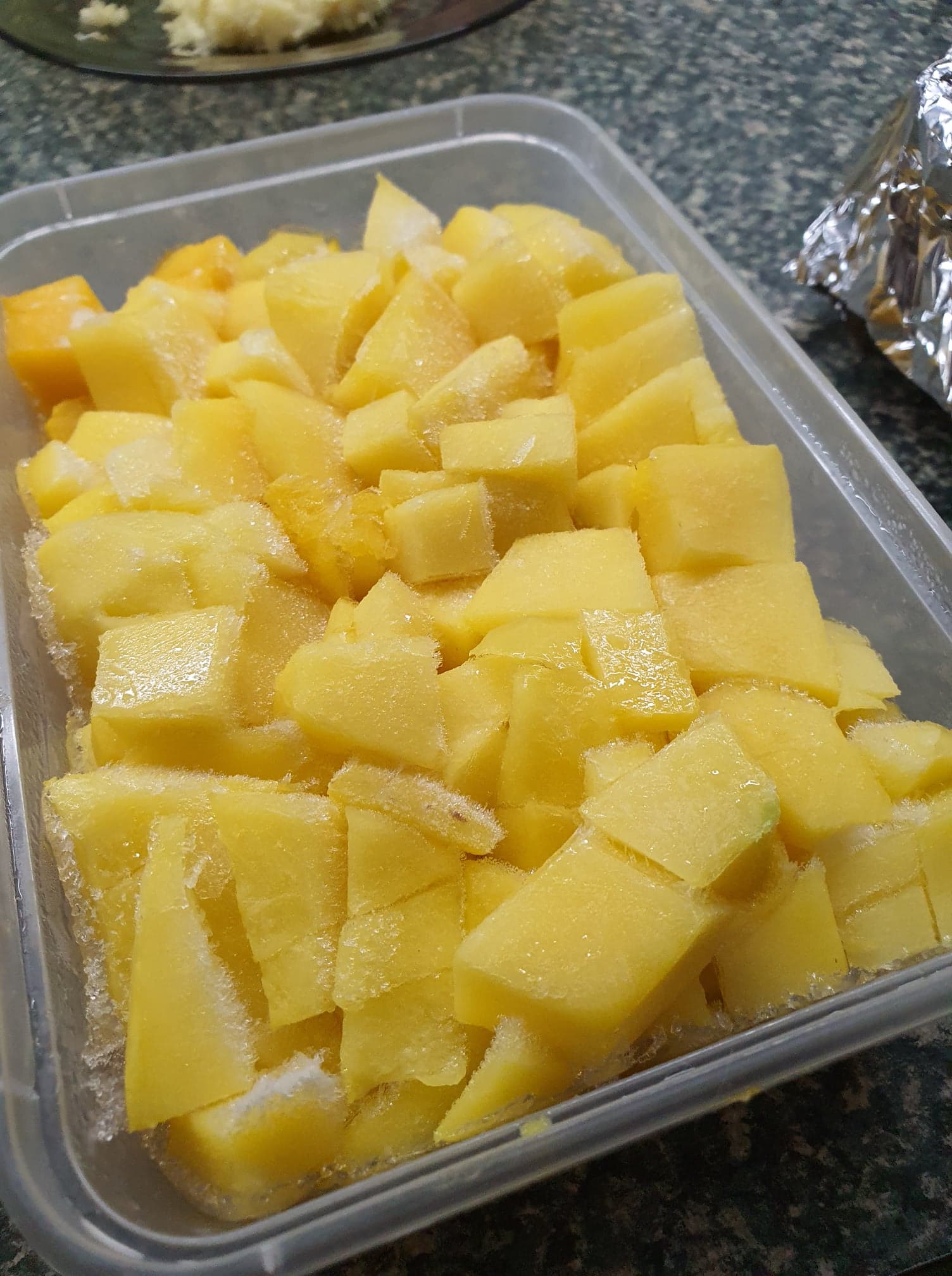 Image of diced mangoes.